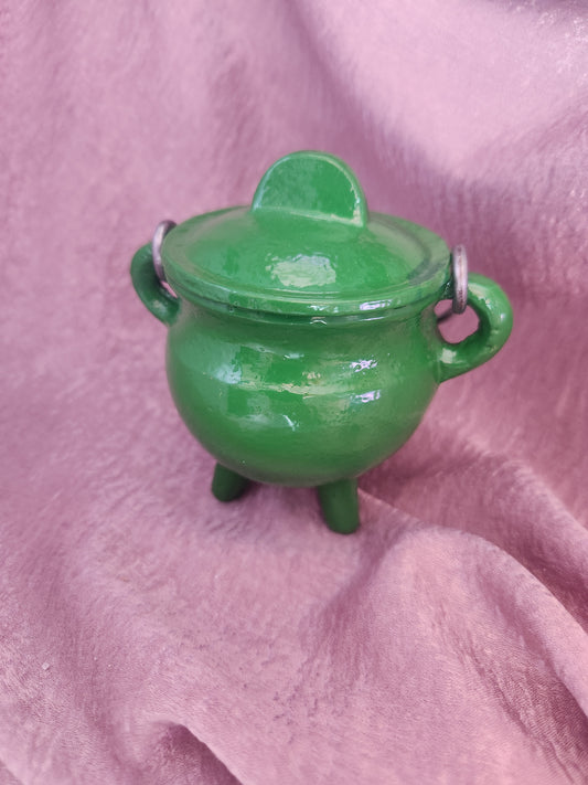 Colorful Cast Iron Cauldron w/ Lid