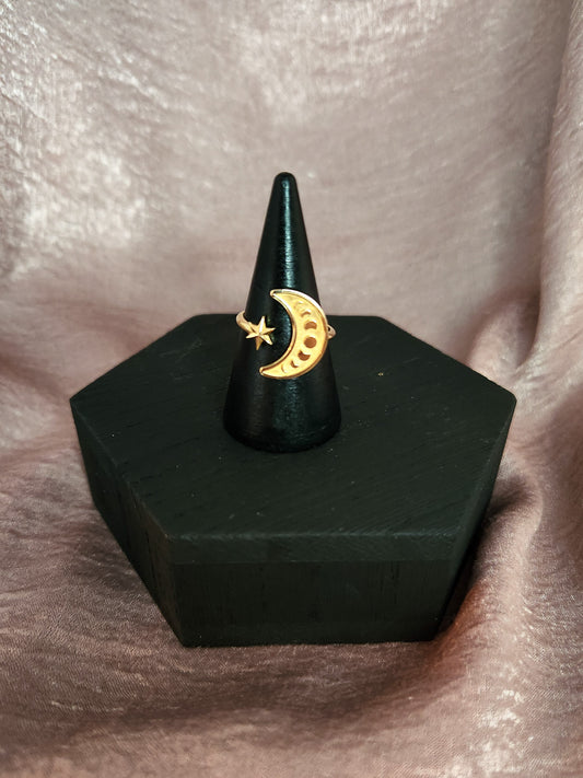 Adjustable Moon Phase Ring Bronze