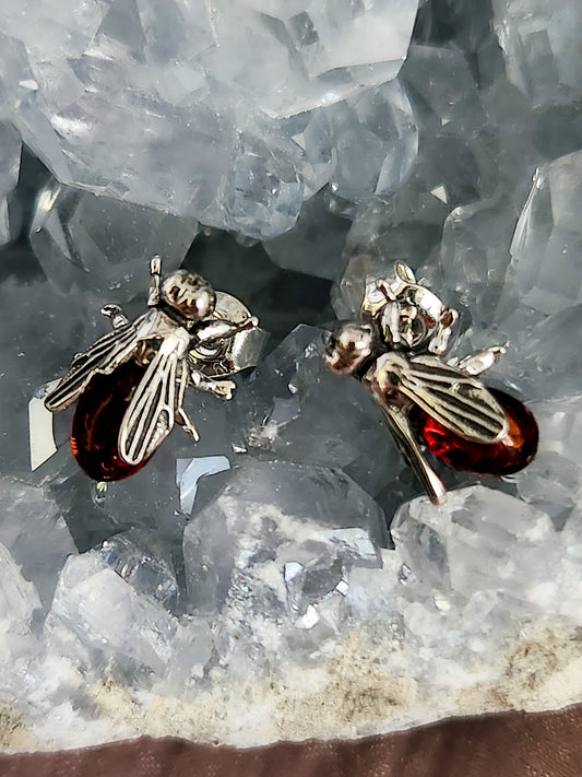 Amber Fly Post Earrings