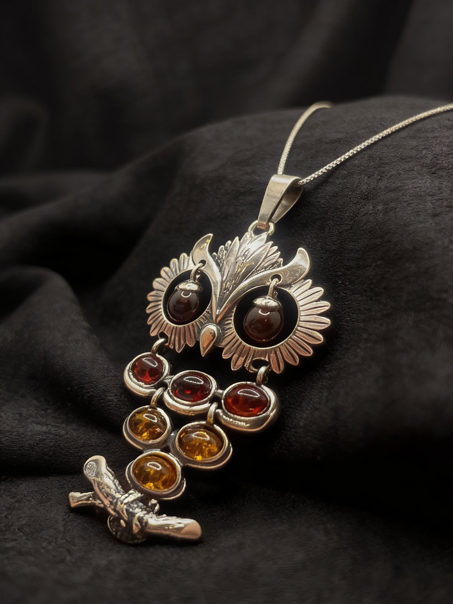 Amber Owl Dangle Pendant