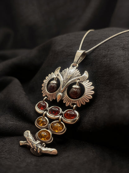 Amber Owl Dangle Pendant