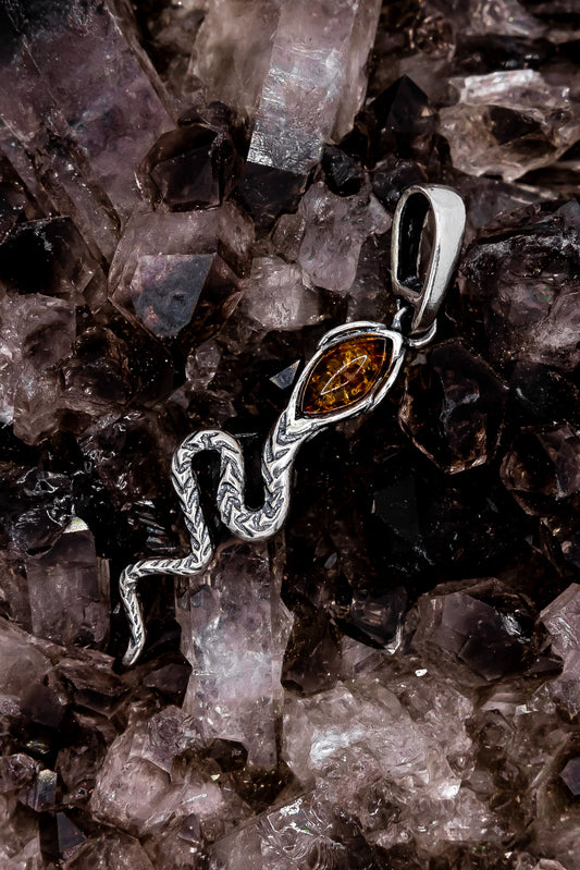 Small Snake Amber Pendant