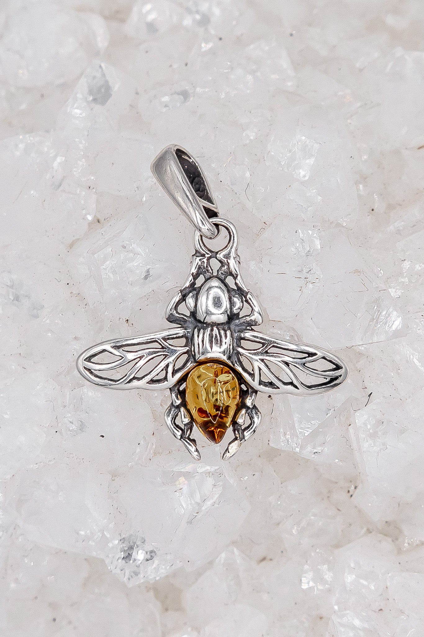 Tiny Bee Amber Pendant