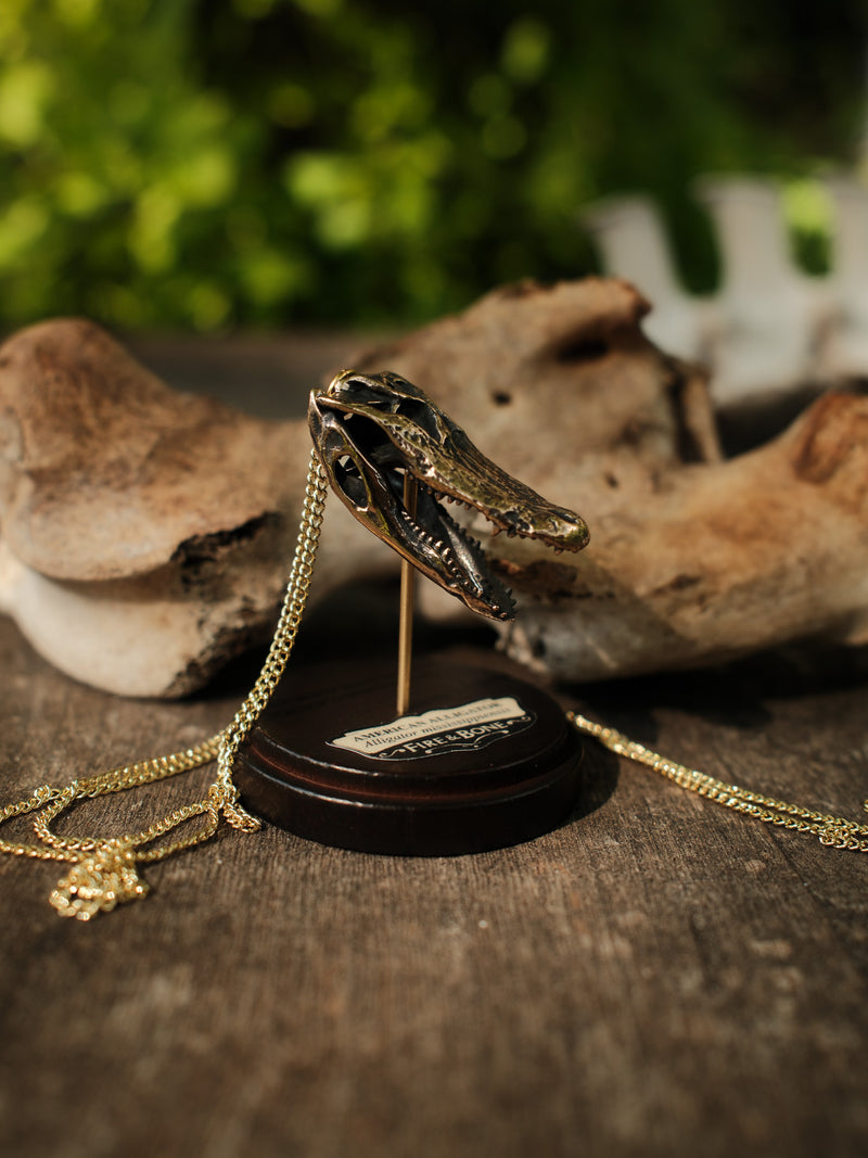 Brass American Alligator Necklace
