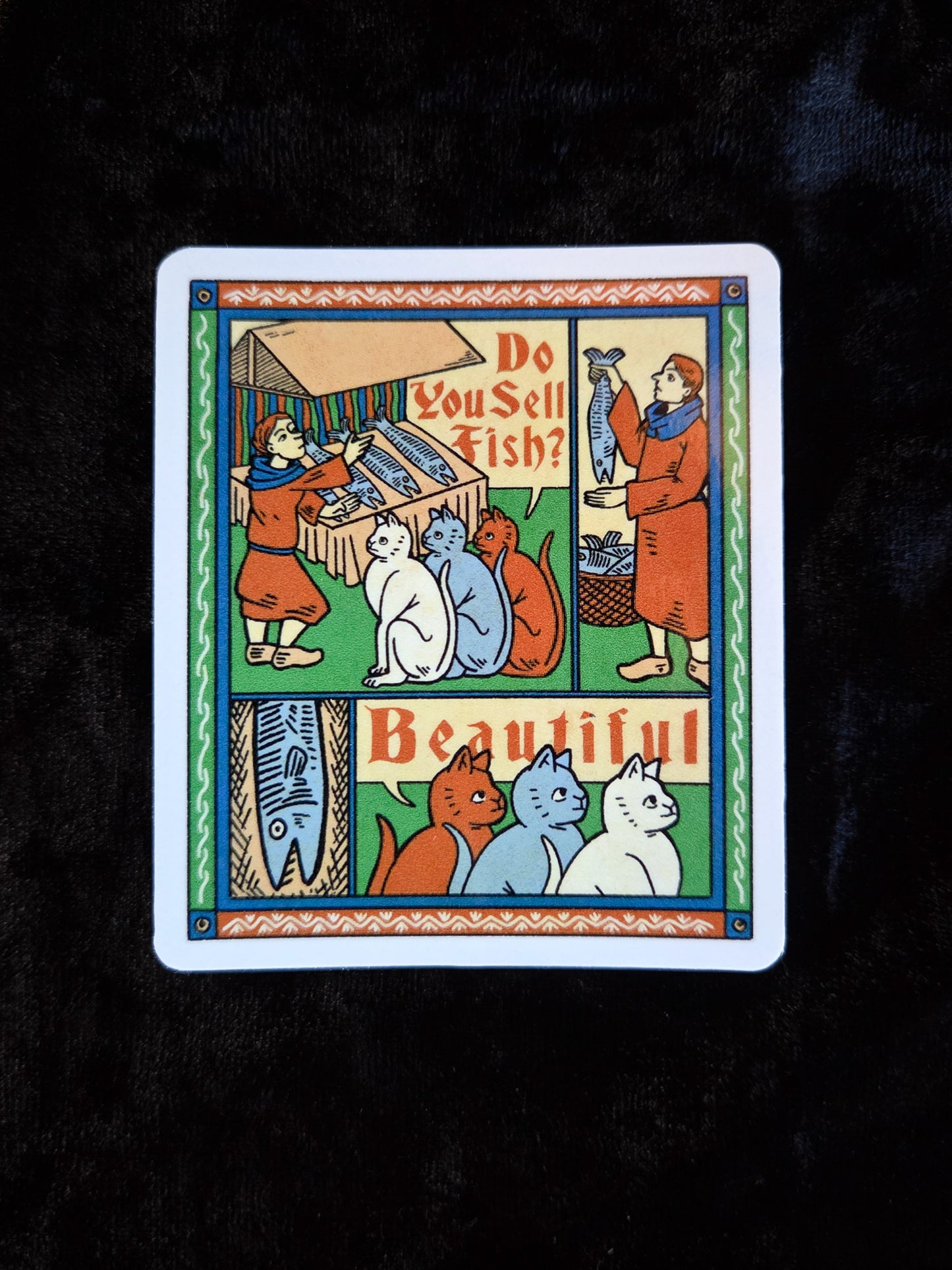 Ancient Medieval Cat Tapestry Sticker 3"