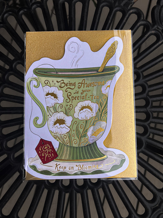 Being Awesome Teacup Diecut Card