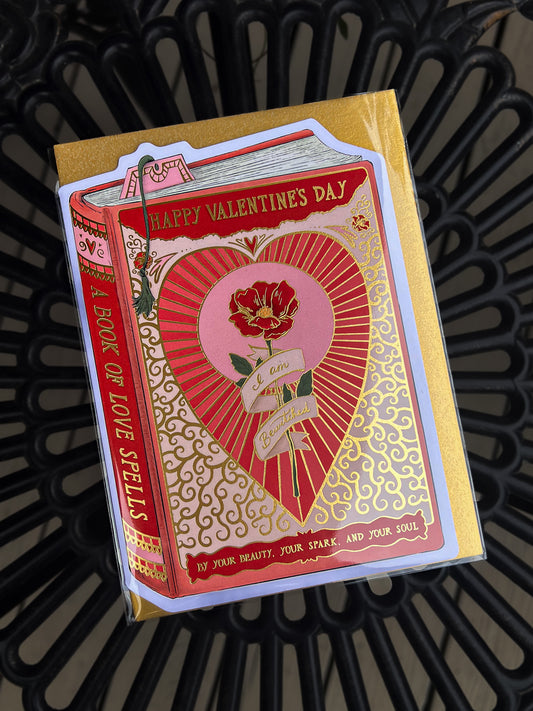 Bewitched Valentine Book Cover Diecut Card