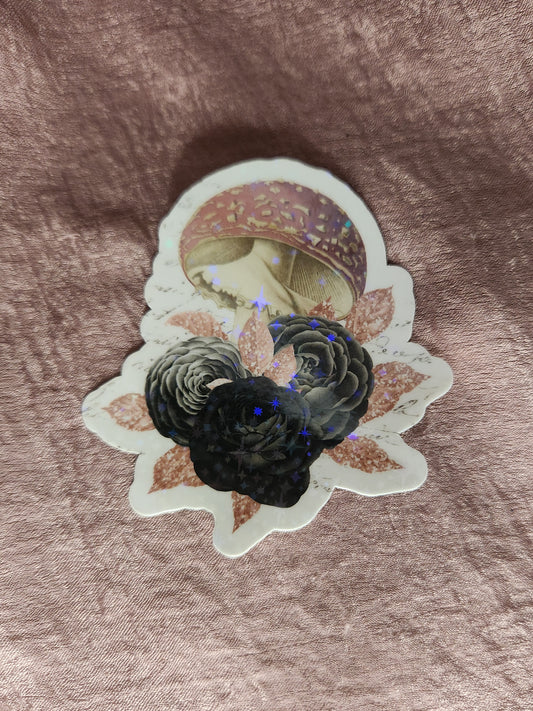 Black Roses and Mushroom Sticker