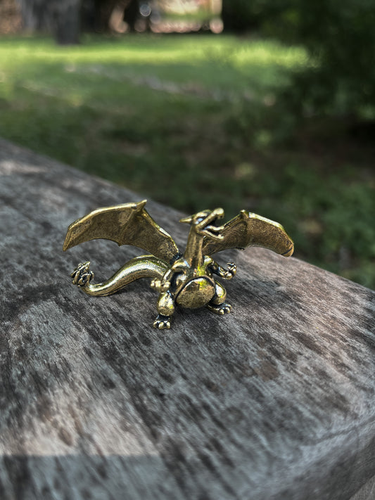 Brass Dragon Wings Out Figurine