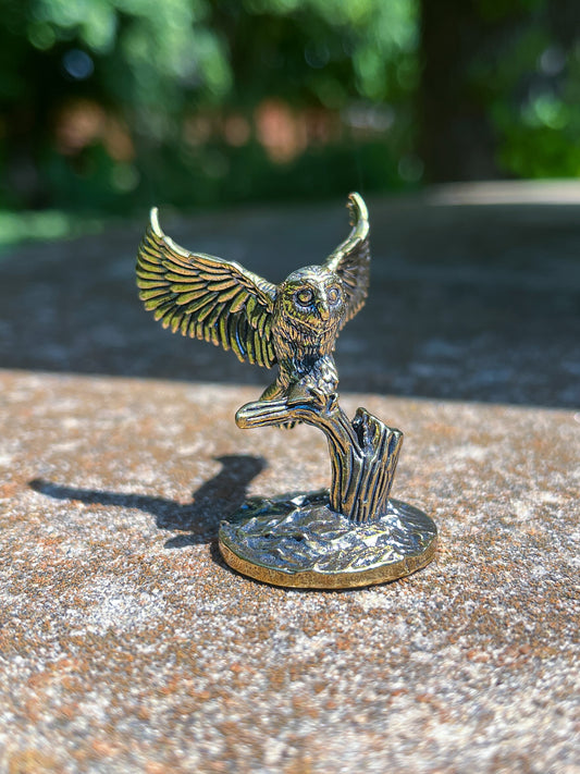 Brass Owl in Flight Figurine