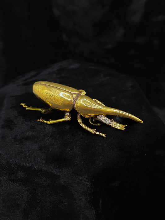 Brass Rhinoceros Beetle Figurine