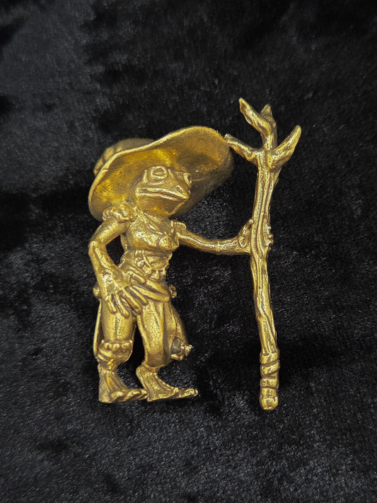Brass Wizard Frog Figurine