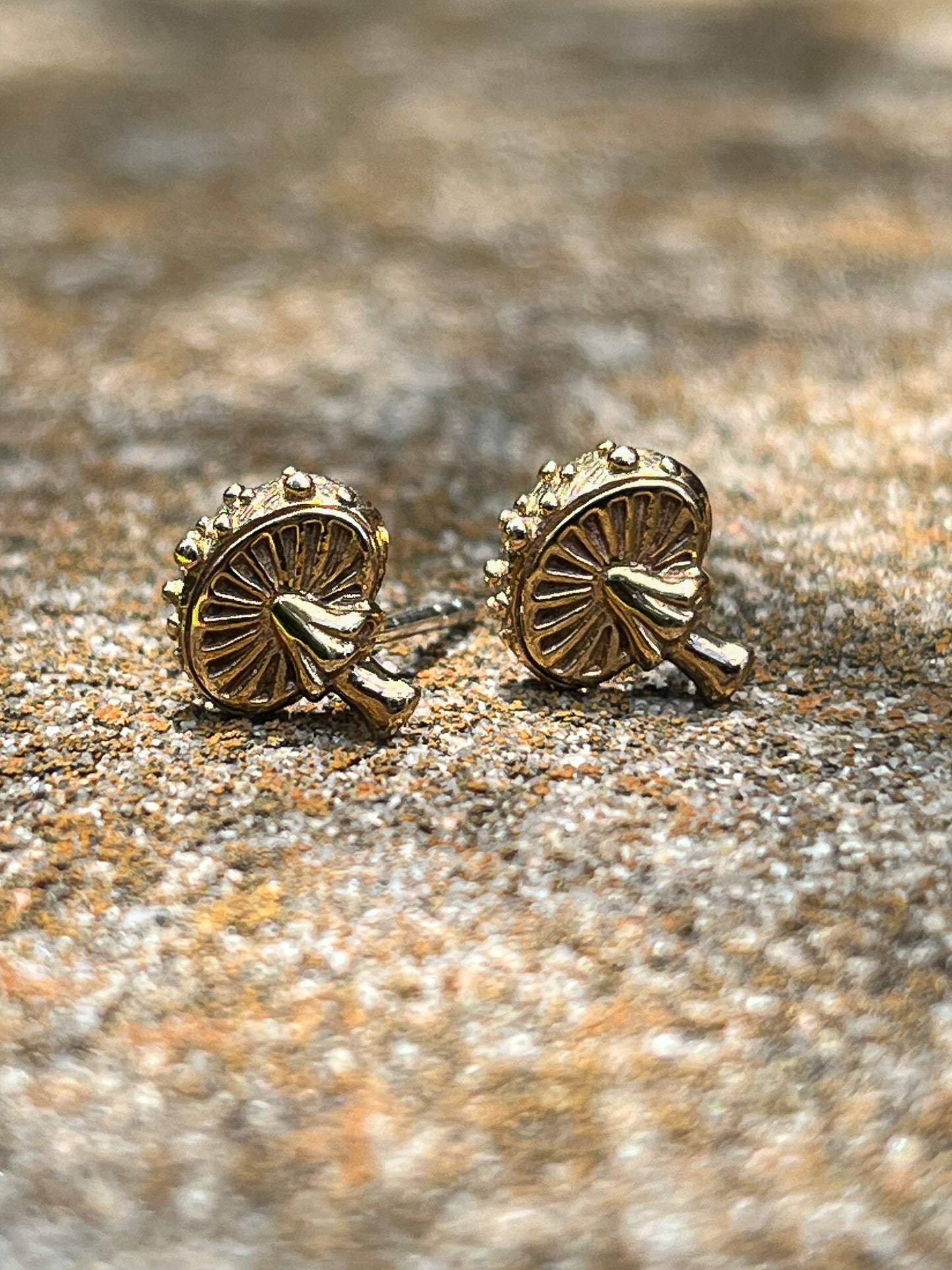 Agaric Mushroom Post Earrings (Bronze)