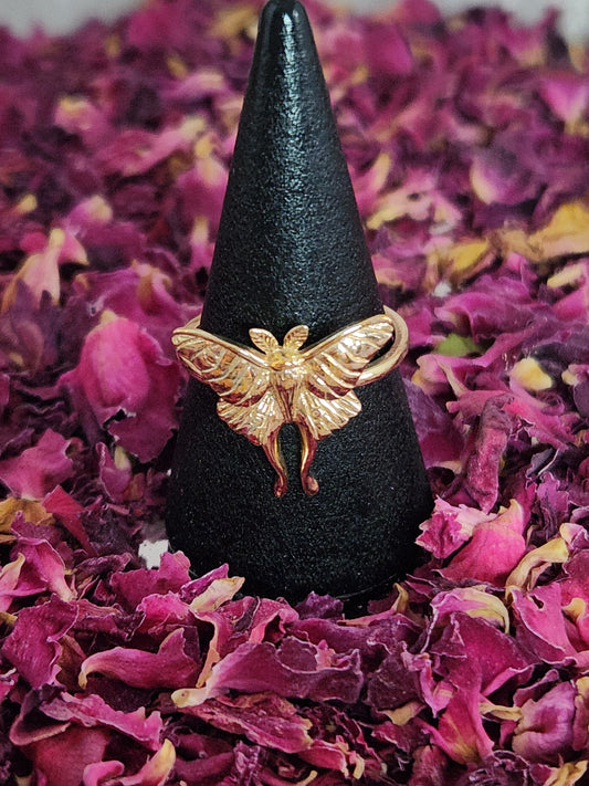 Bronze Large Luna Moth Ring