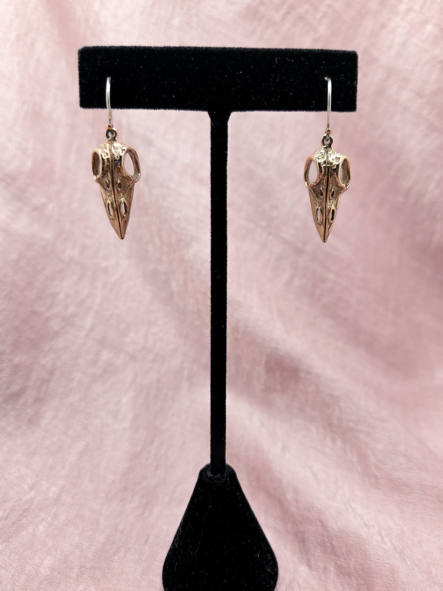 Bronze Raven Skull Earrings