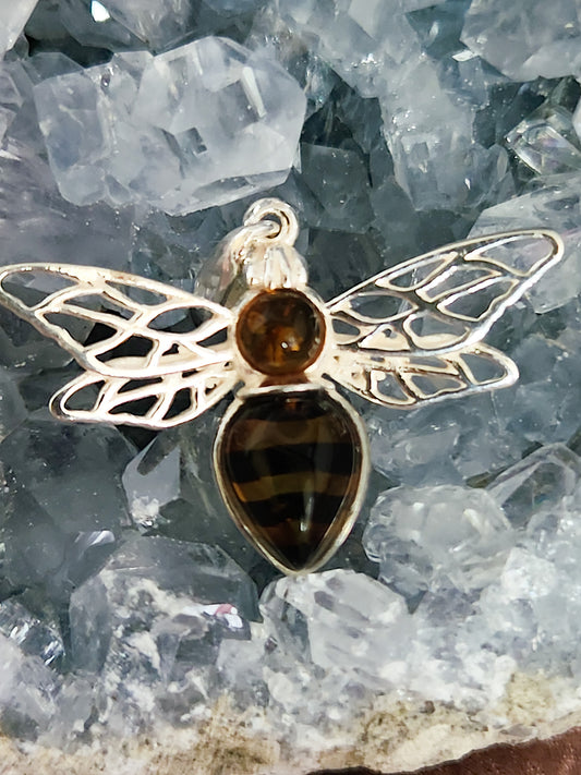 Bumble Bee Amber Pendant