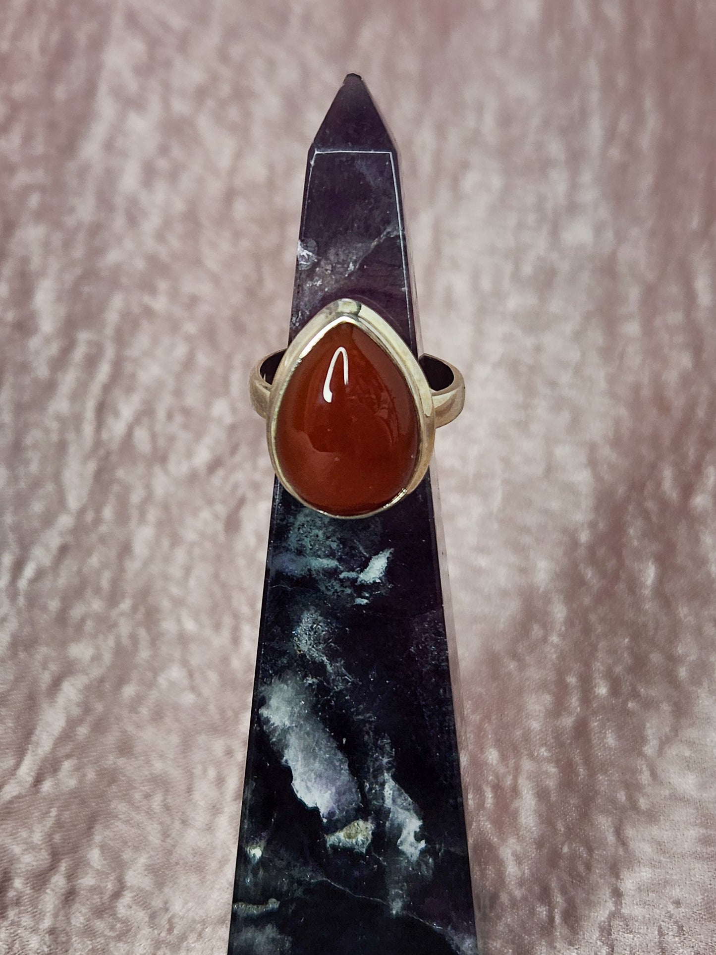 Carnelian Teardrop Ring