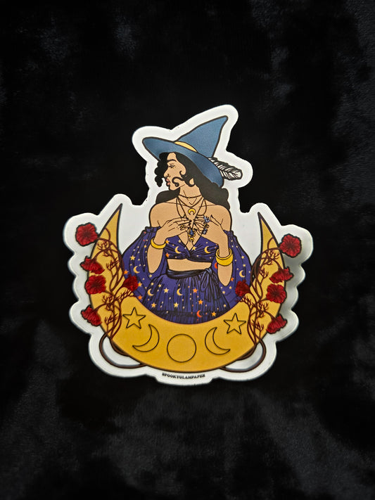Celestial Moon Witch Sticker