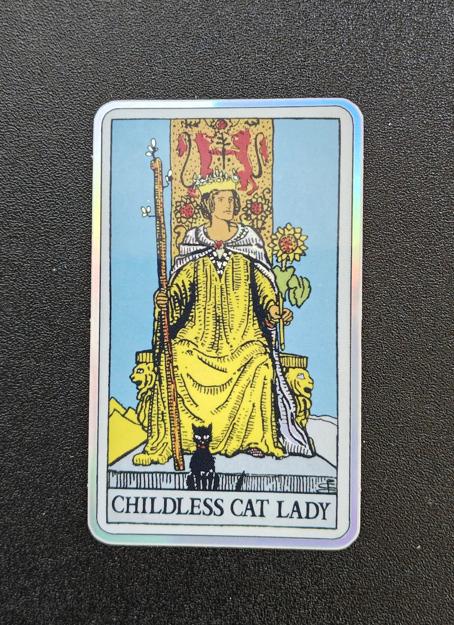 Queen of Wands Tarot Sticker - Childless Cat Lady
