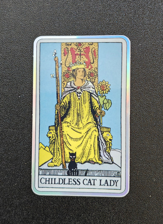 Queen of Wands Tarot Sticker - Childless Cat Lady