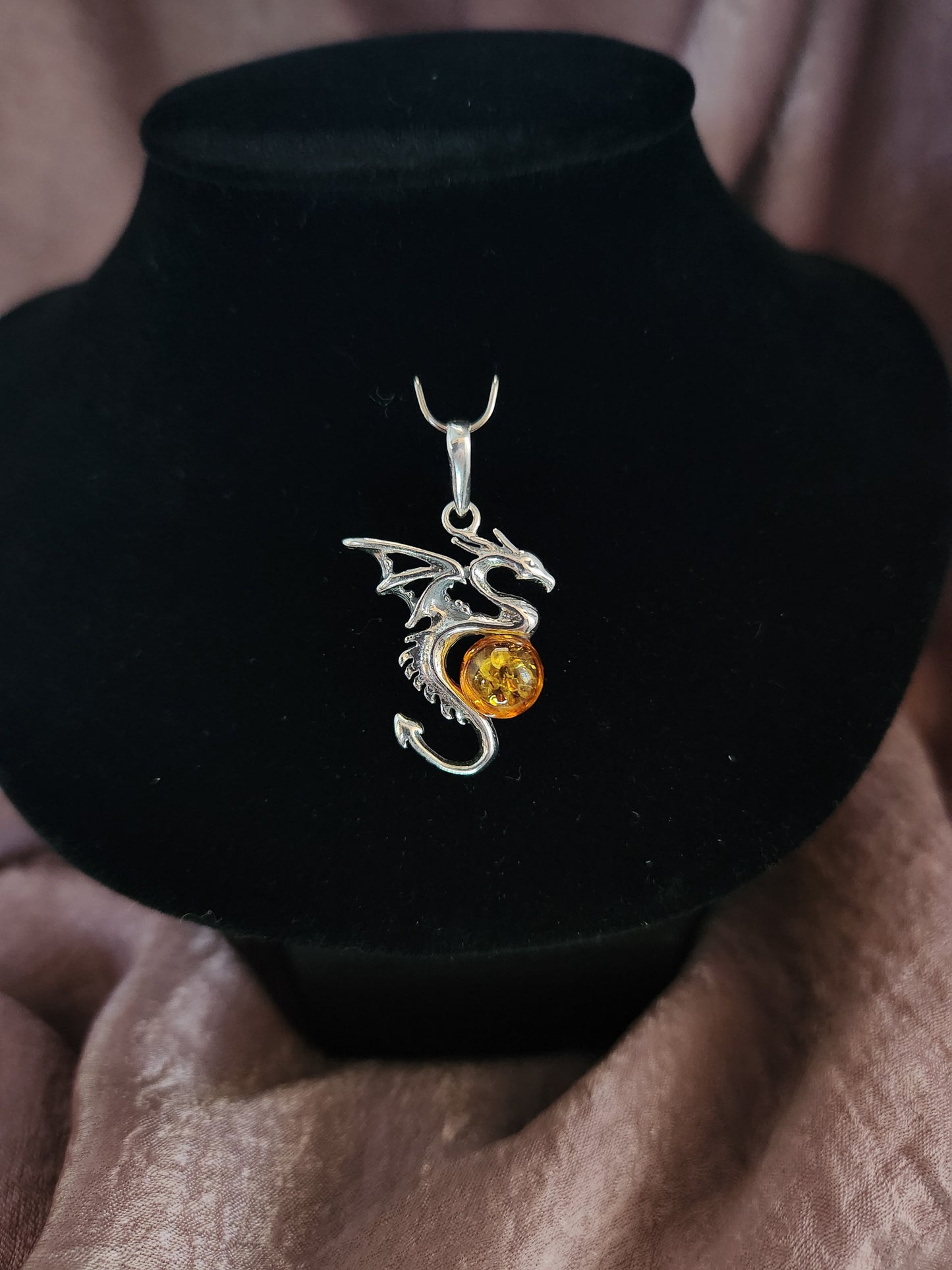 Cognac Amber Dragon Pendant