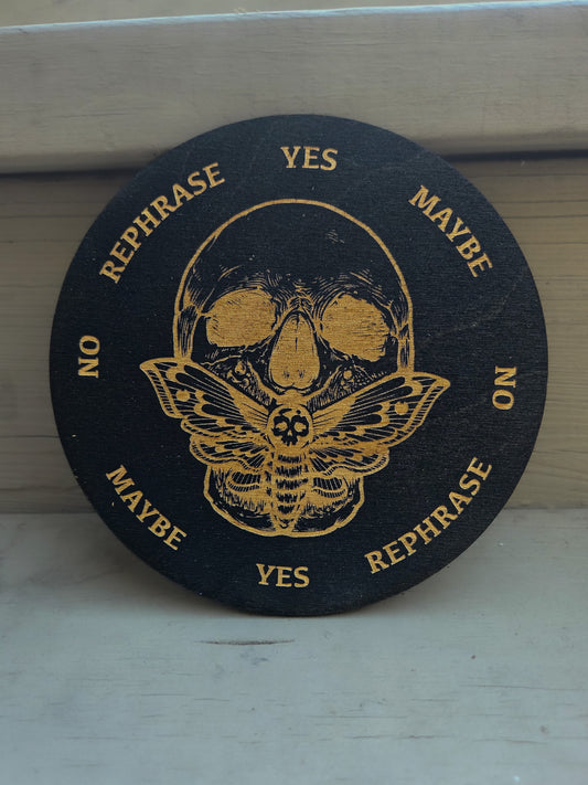 Death Moth and Skull Wooden Pendulum Board
