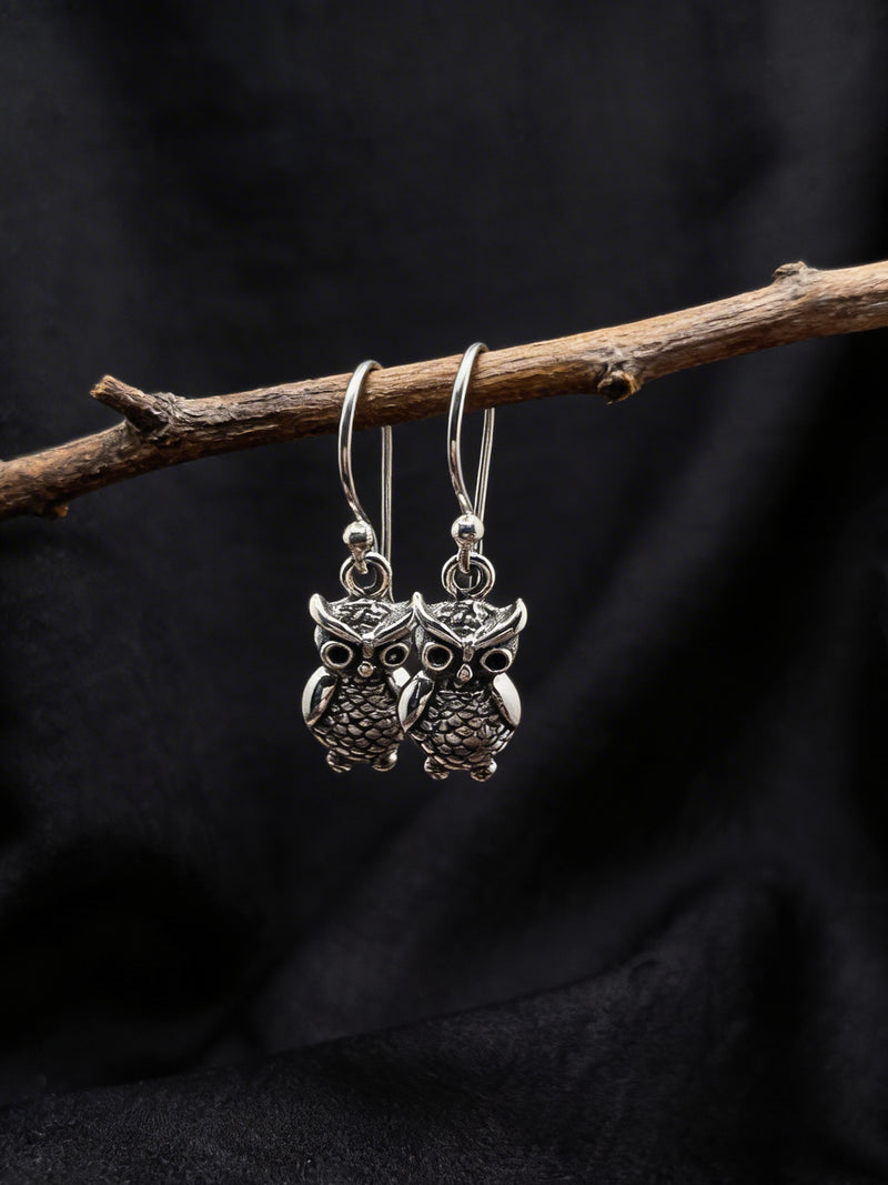 Detailed Owl Dangle Earrings