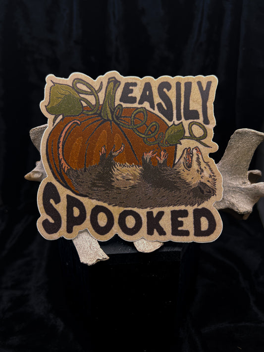 Easily Spooked Possum Halloween Sticker