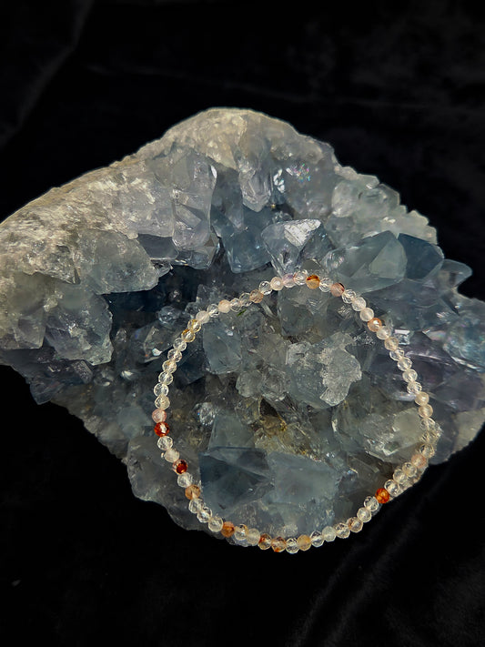 Fire Quartz 3mm Faceted Bracelet
