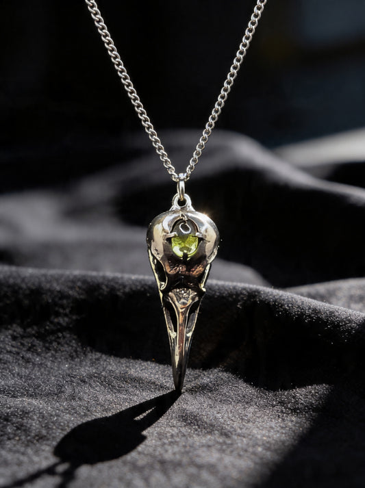 Gemstone Crow Necklace