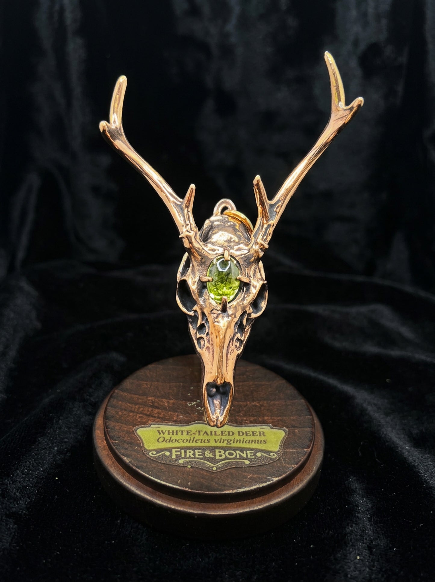 Gemstone Deer Skull Necklace