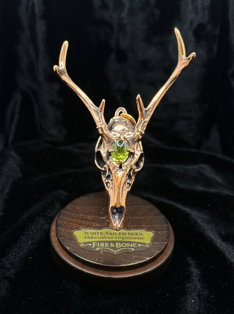 Gemstone Deer Skull Necklace