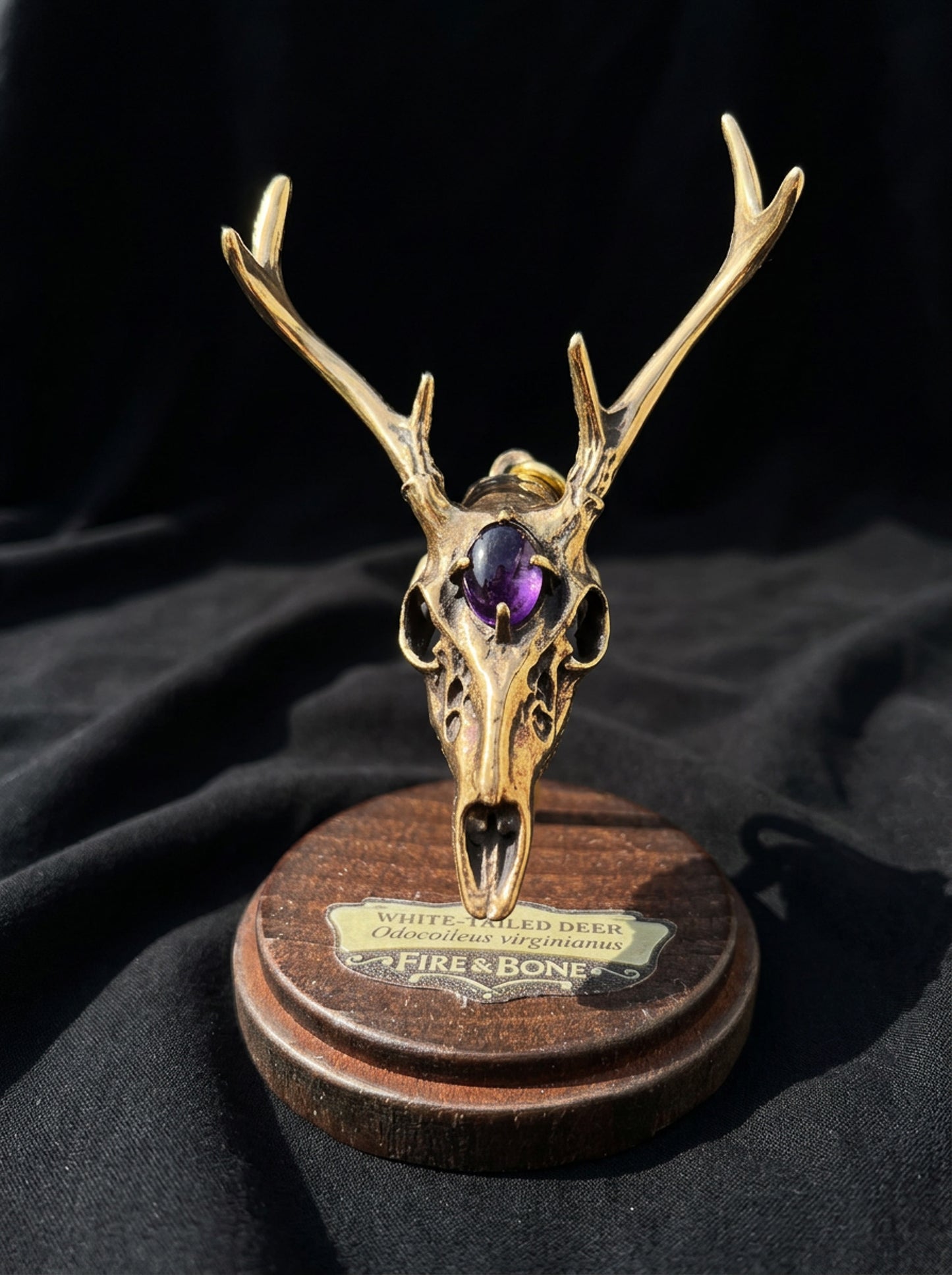 Gemstone Deer Skull Necklace