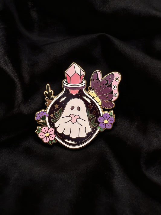 Ghost Bottle Enamel Pin