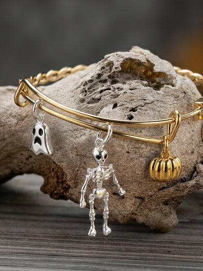 Ghost Skeleton and Pumpkin Trio Charm Bangle