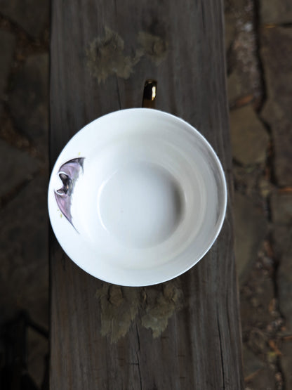 Gilded Feline Teacup and Saucer Set