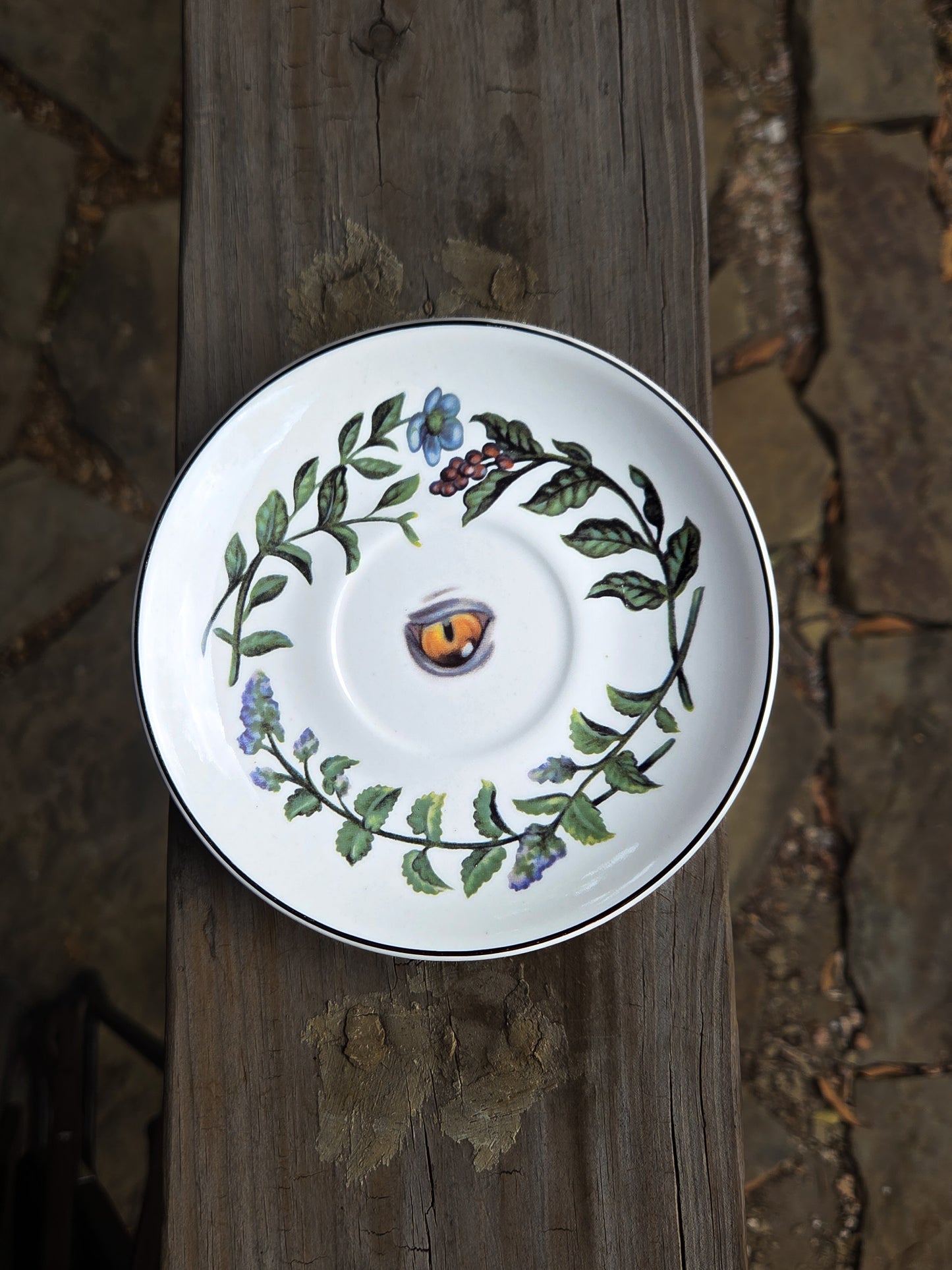 Gilded Feline Teacup and Saucer Set