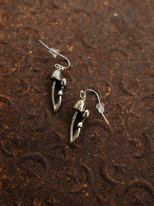 Gold Cap Mushroom Earrings