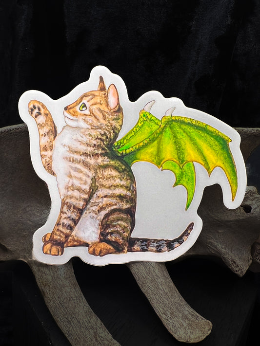 Green Dragon Cat Sticker