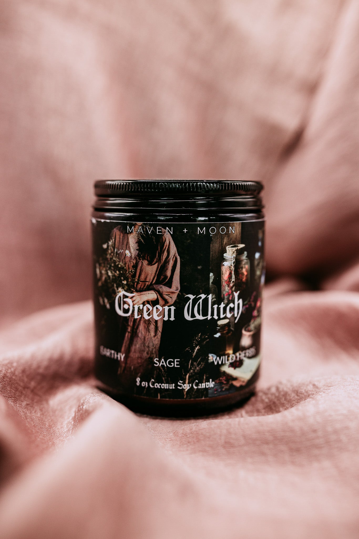 Green Witch Maven and Moon Candle