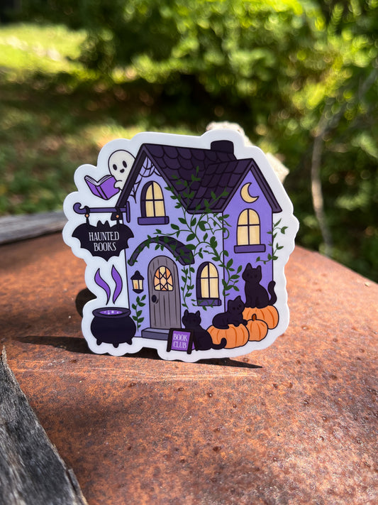 Haunted Book Shop Halloween Sticker