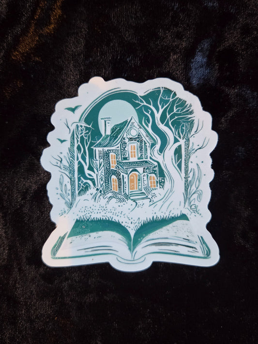 Haunted House Book Sticker - 3"
