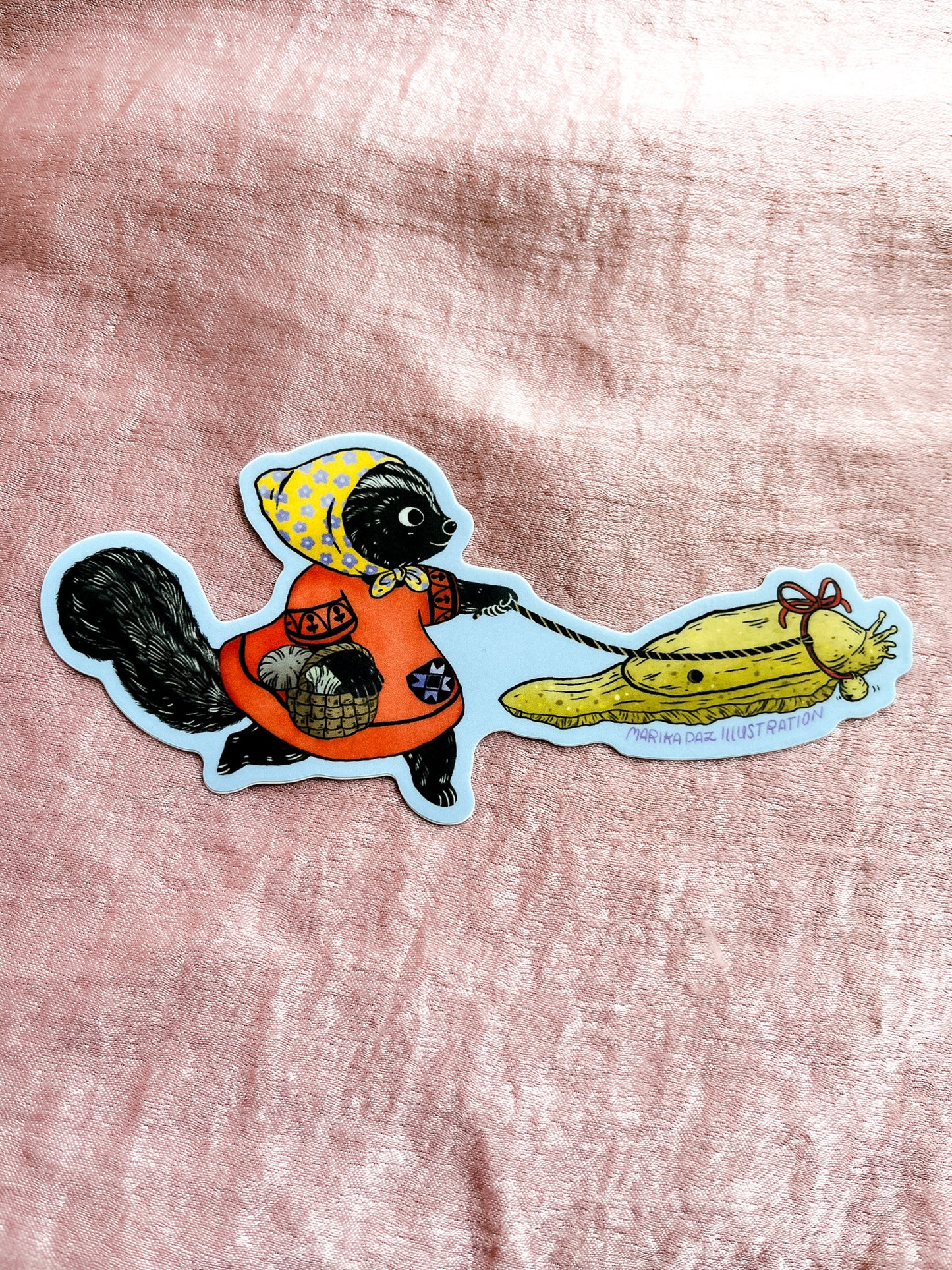 Skunk & Slug Go for a Walk Sticker