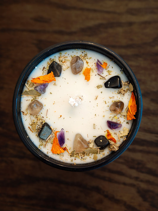 Samhain Pearl Skull Alchemy Candle