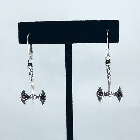 Amber Axe Earrings on Hooks