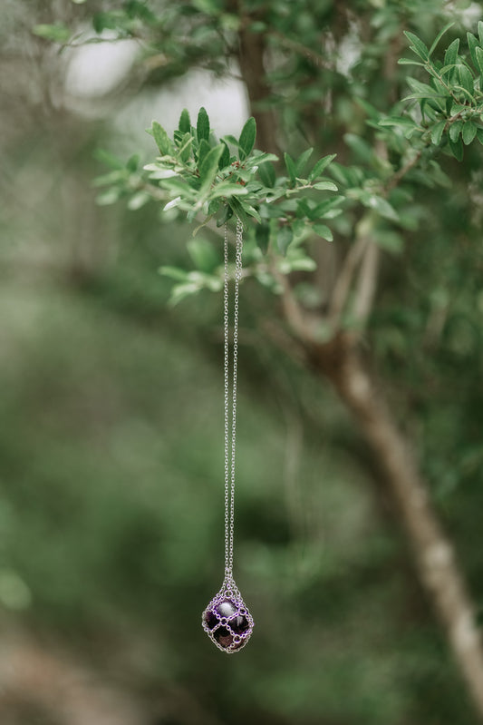 Silver Round Rings Interchangeable Crystal Cage Necklace