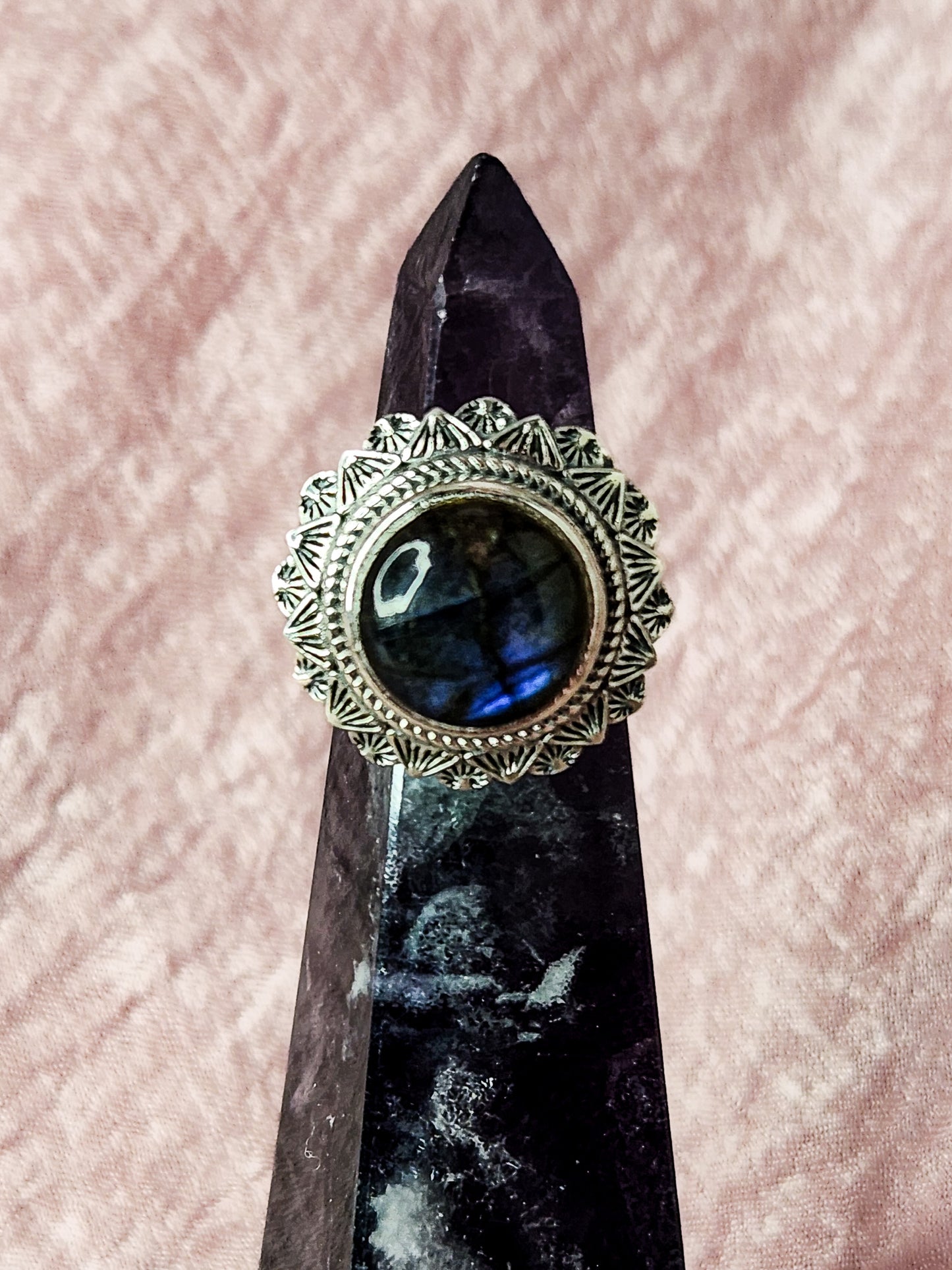 Labradorite Flower Ring