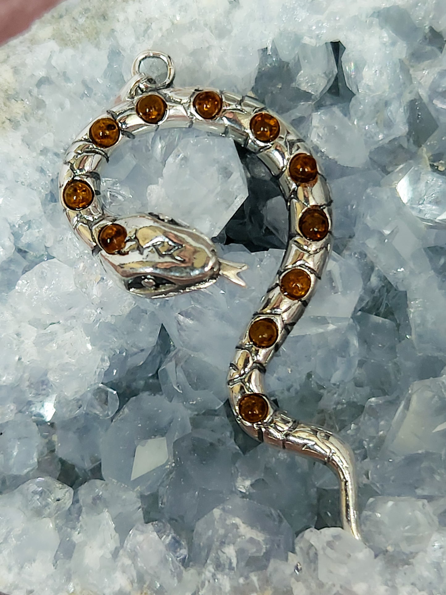 Large Amber Snake Pendant