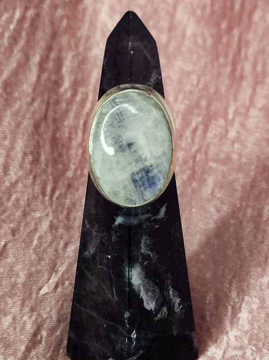 Large Rainbow Moonstone Ring