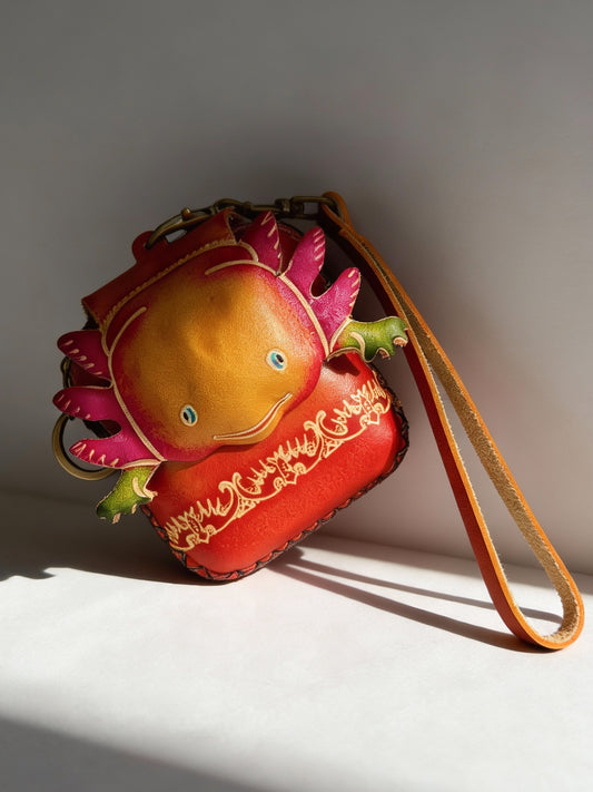 Leather Axolotl Wristlet